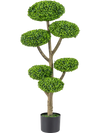Indoor Outdoor 6 Balls Topiary Tree with Realistic Trunk and Weighted Cement-Filled Base