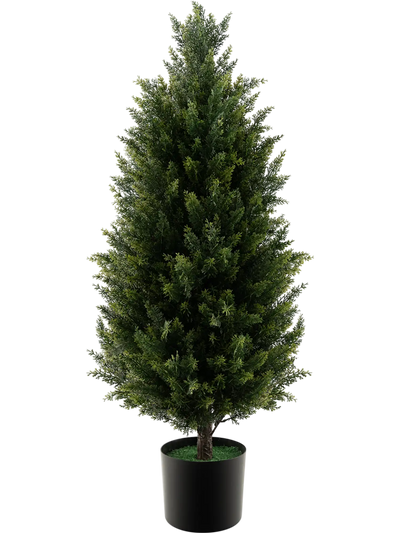 Costway 3' Artificial Topiary Cedar Tree w/ Cement Plastic Pot & Realistic Moss 59326871 New