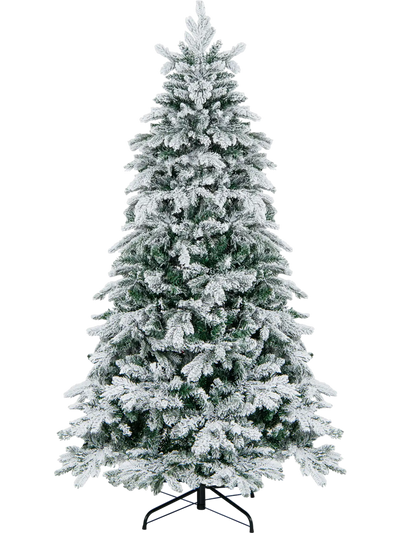 Costway Flocked Christmas Tree with Warm White LED Lights 47316859 New