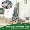 6-foot flocked Christmas tree with warm white LED lights and 1415 branch tips, perfect for festive home decoration.