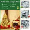 6-foot flocked Christmas tree with warm white LED lights, featuring realistic branches and a stable metal stand for.