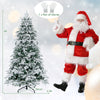 6 ft flocked Christmas tree with warm white LED lights, featuring lush branch tips and a stable metal stand for festive.