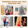 Artificial 6FT Christmas tree with silver tinsel and warm white LED lights, perfect for office, school, or shop.