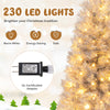 Artificial 6FT Xmas tree with 230 warm white LED lights and lush branch tips, perfect for festive decorations.