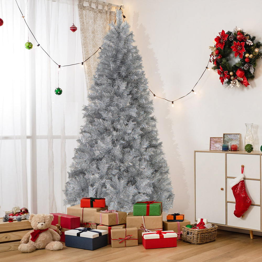 Artificial Xmas Tree with Branch Tips and Warm White LED Lights-7FT - Gallery View 1 of 10