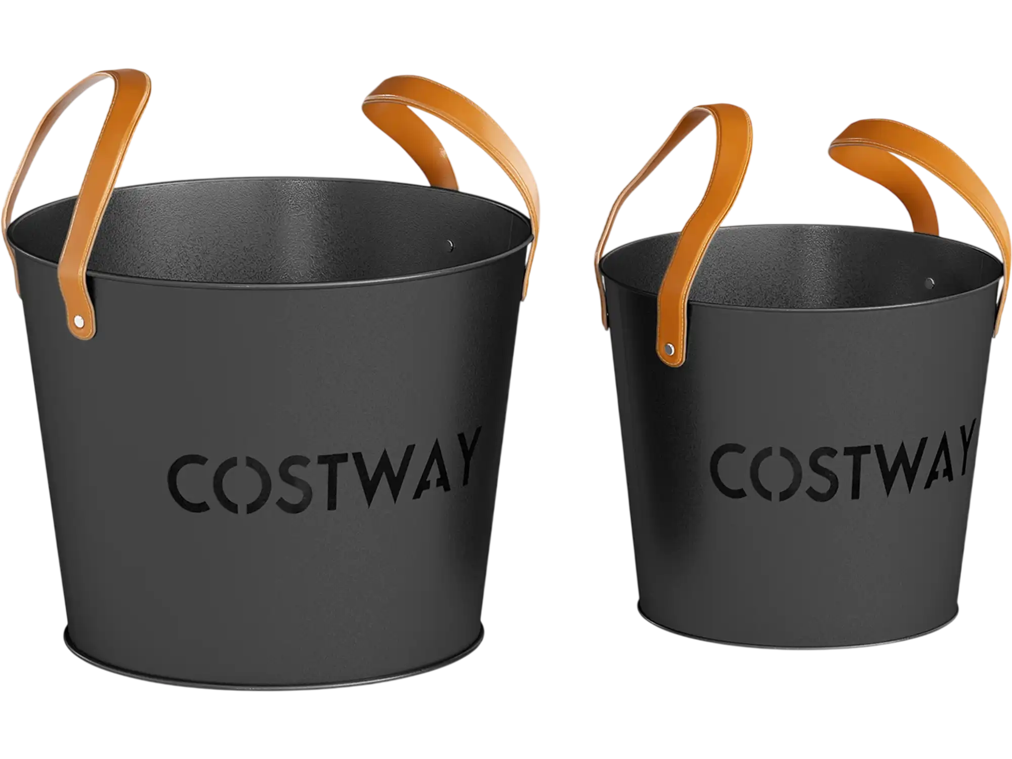 Costway Metal Coal Ash Bucket Set 11.5 Gal & 8.5 Gal Fireplace Fire Pit 92033073 New