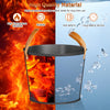 Set of two metal ash buckets with leather handles, 11.5 Gal and 8.5 Gal, for fireplaces and fire pits.