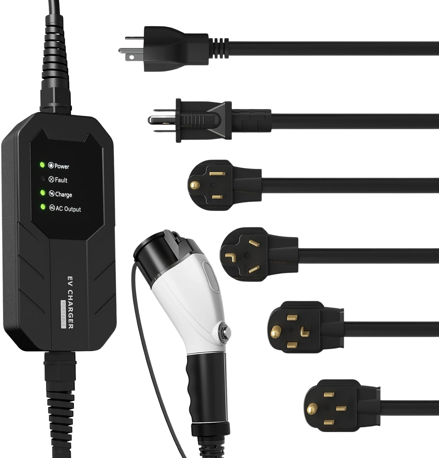 Megear Level 1 & 2  Portable EV Charger with 100-240V 16A Five Adapters and 25ft Cable New