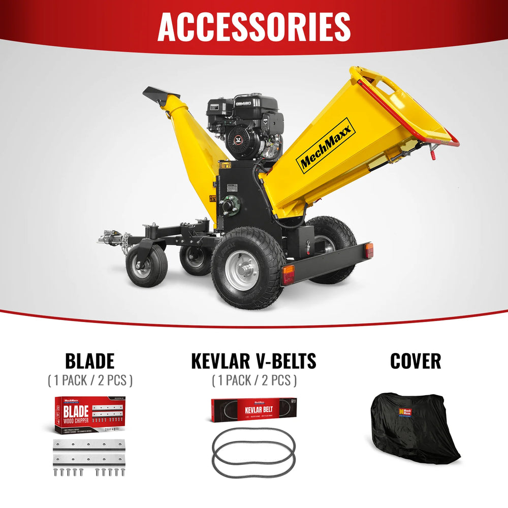6 inch E-start Zonsen 420cc 13.4hp Gas Powered 4 - Wheel Drum Wood Chipper with Taillight ,  B150
