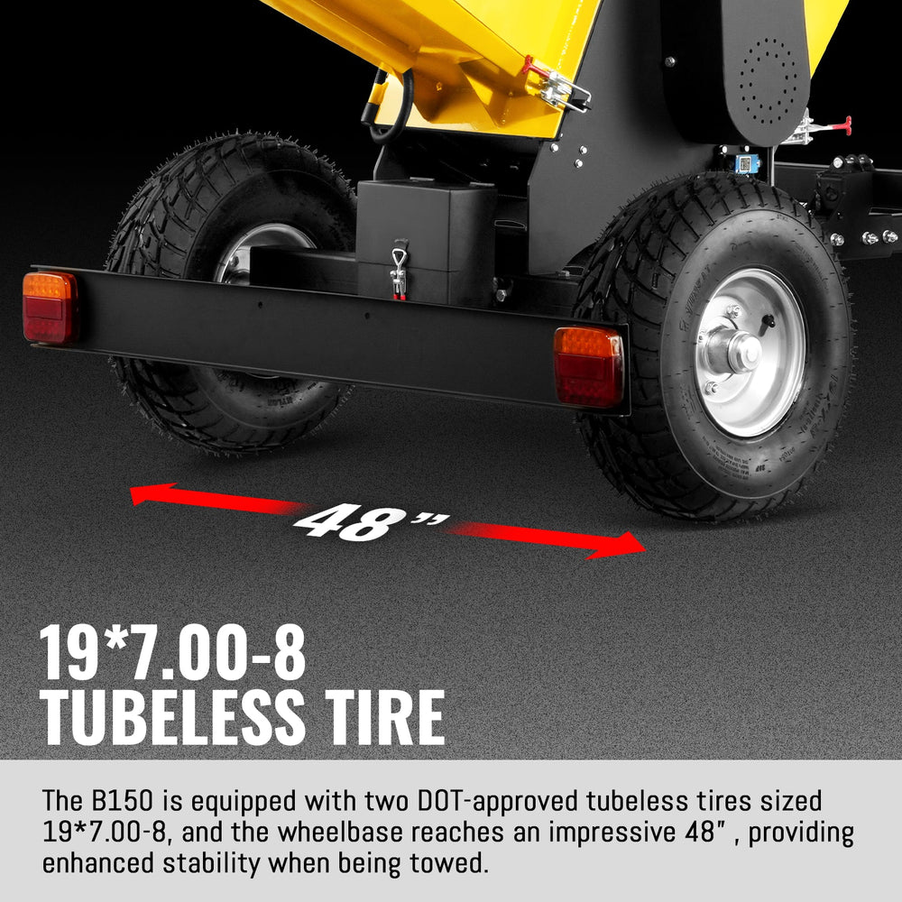 6 inch E-start Zonsen 420cc 13.4hp Gas Powered 4 - Wheel Drum Wood Chipper with Taillight ,  B150