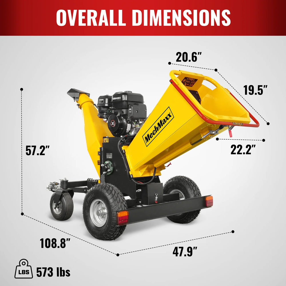 6 inch E-start Zonsen 420cc 13.4hp Gas Powered 4 - Wheel Drum Wood Chipper with Taillight ,  B150