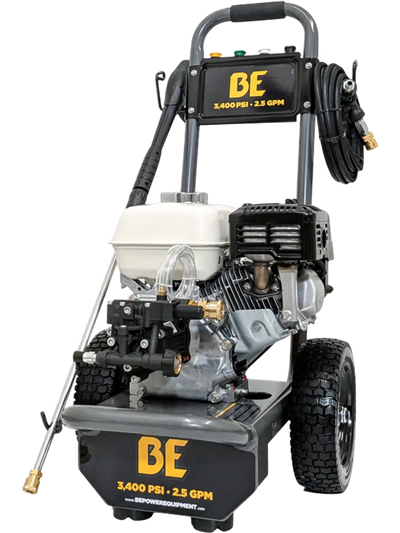 BE Gas Pressure Washer 3400 PSI 2.5 GPM Honda GX200 Engine B3465HX New