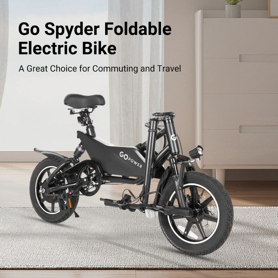 GoPowerBike B555 GoSpyder Mini Electric Bike 350W 30 Mile Range 16 MPH New