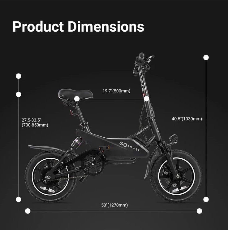 GoPowerBike B555 GoSpyder Mini Electric Bike 350W 30 Mile Range 16 MPH New
