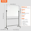 Vevor Whiteboard 48" x 36" Double-Sided Reversible Magnetic Dry Erase Board with Wheels New