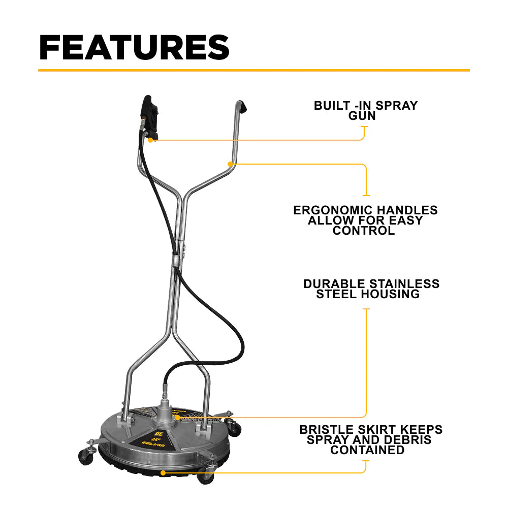 BE Whirl-A-Way Surface Cleaner with Casters 24" Stainless Steel 5000 PSI 300°F New