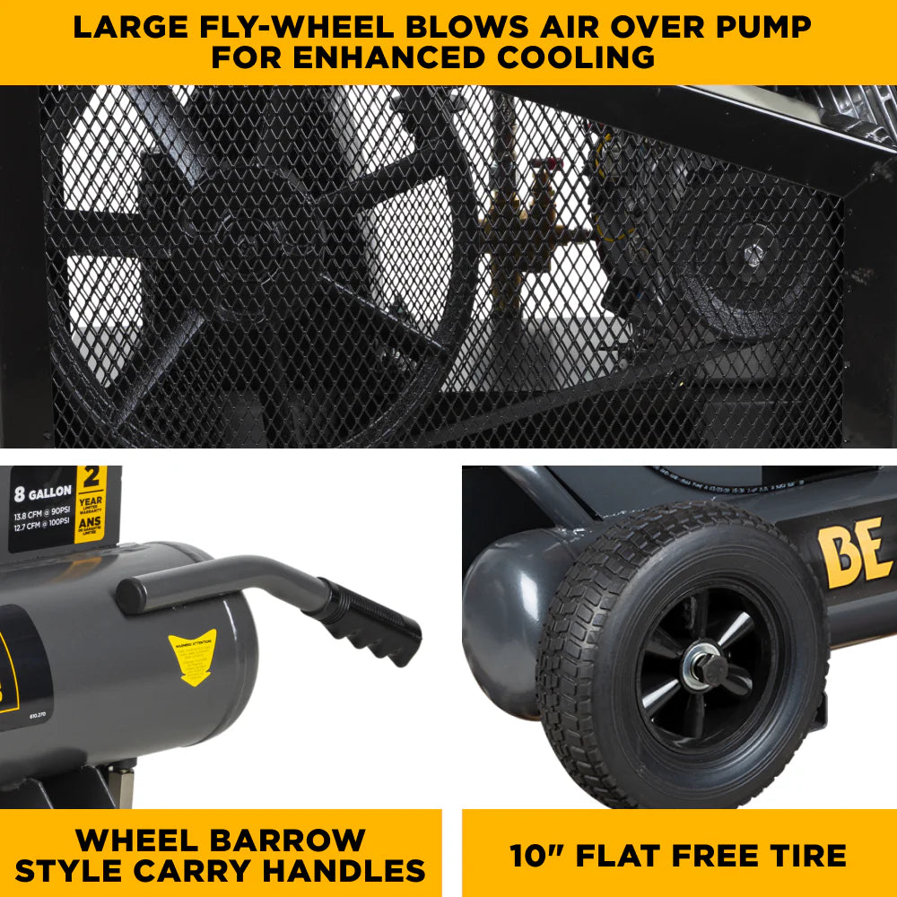 BE Portable Air Compressor with Honda GX270 Engine 17.7 CFM at 175 PSI New