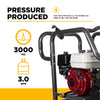 BE Pressure Washer Hot Water Triplex Pump 3000 PSI 3 GPM Honda GX200 Engine New