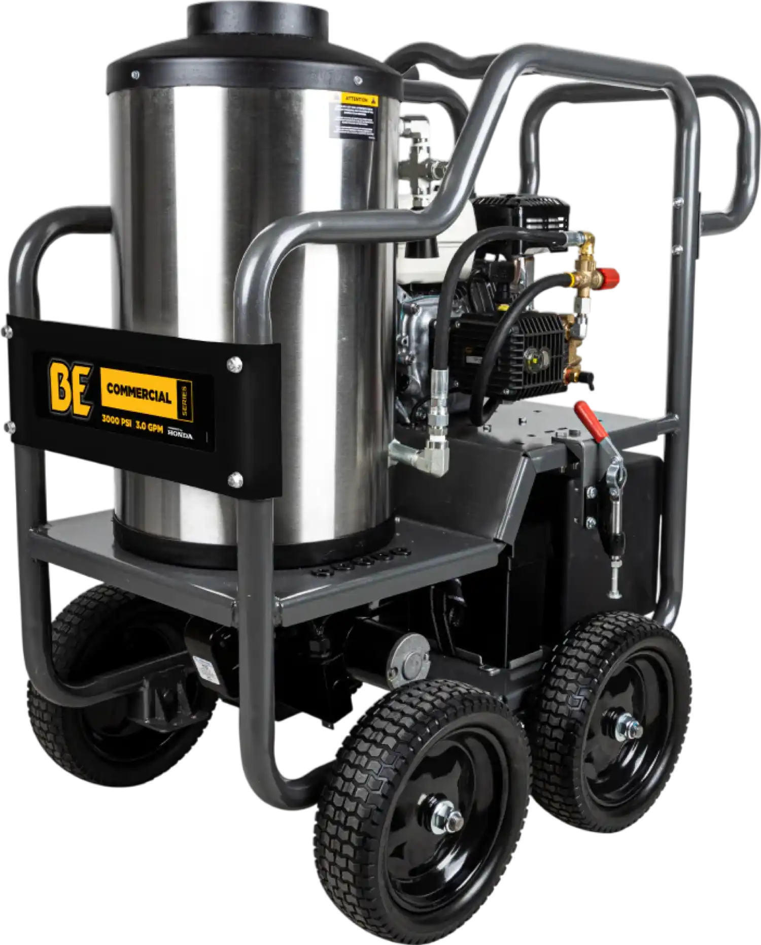BE Pressure Washer Hot Water Triplex Pump 3000 PSI 3 GPM Honda GX200 Engine New