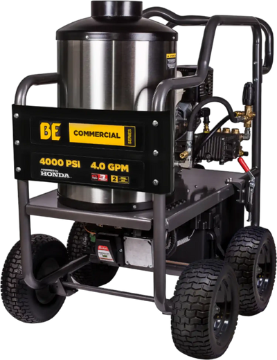 BE Pressure Washer Hot Water Triplex Pump 4000 PSI 4 GPM Honda GX390 Engine New