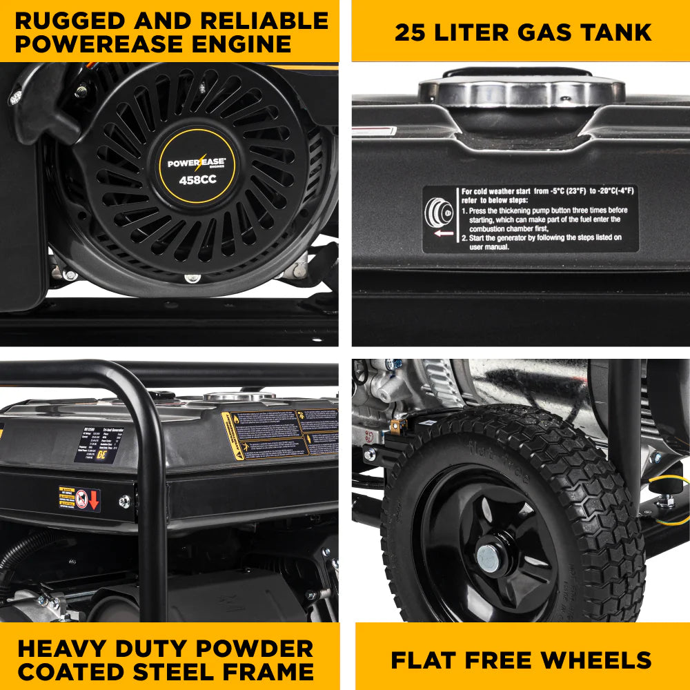 BE 9000W/12500W Generator Tri-Fuel Gas Propane Natural Gas Electric Start CO Detect 120/240V New