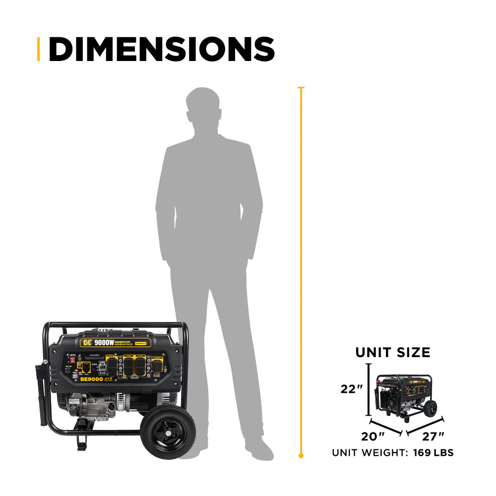 BE 6300W/9000W Generator Gas Powerease Engine Electric Start CO Detect 120/240V New