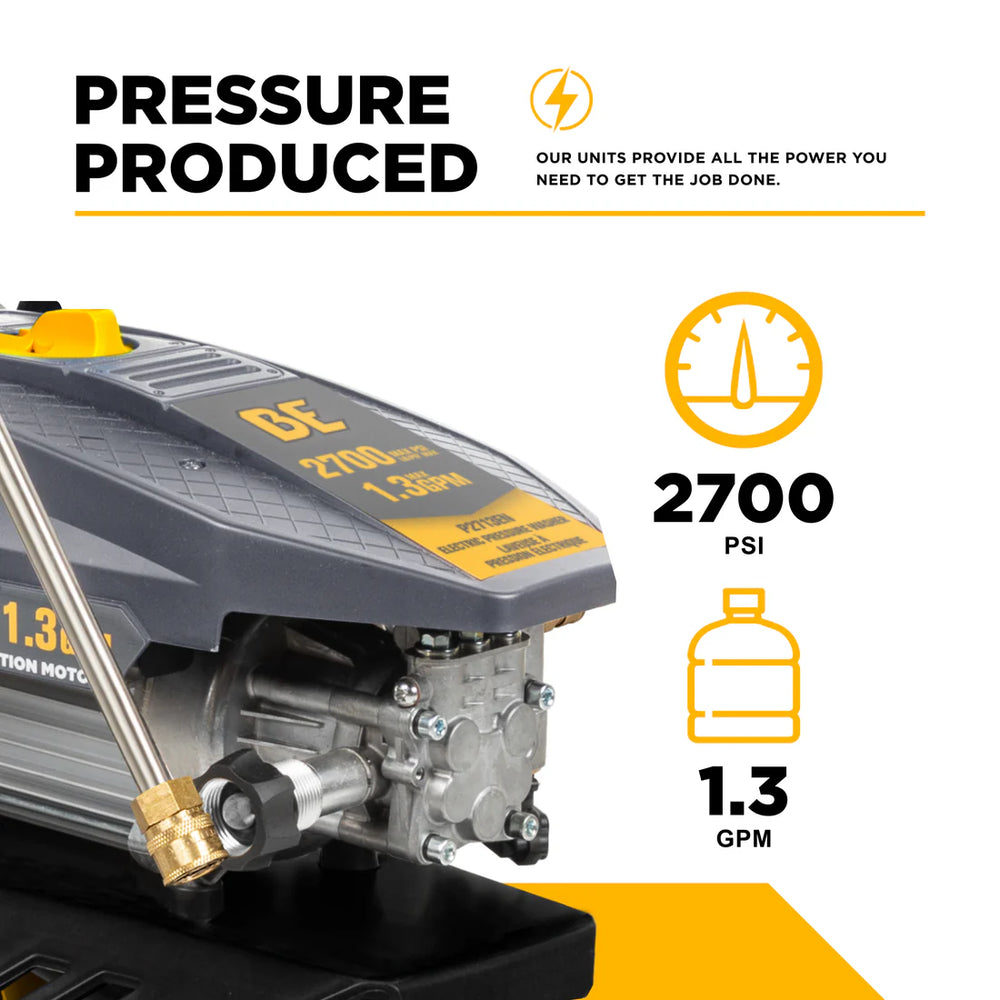 BE Electric Pressure Washer with AR Axial Pump 2700 PSI 1.3 GPM 2 HP New