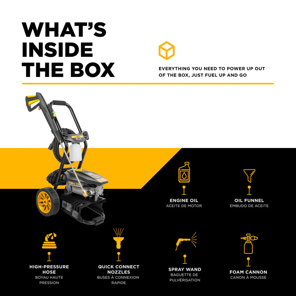 BE Electric Pressure Washer with AR Axial Pump 2700 PSI 1.3 GPM 2 HP New