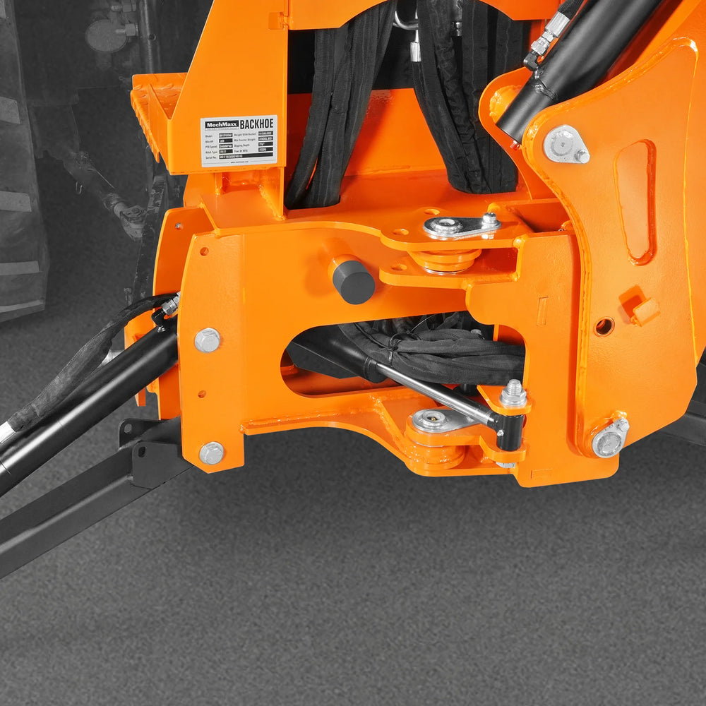 8' Tractor Backhoe Attachment with Mechanical Thumb,  15" Bucket,  ISO/SAE Switchable Controls,  Self-Contained Hydraulic System,  3 Point Hitch Cat.1 & 2,  20-100 HP,  BH760M