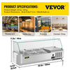 Vevor Refrigerated Condiment Prep Station 39.4" with Glass Shield 150W Stainless Steel 7.8 Qt New