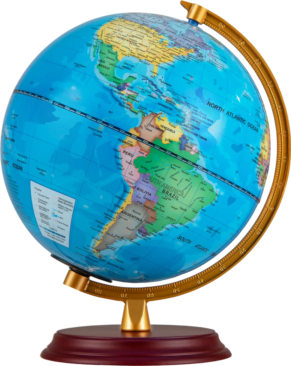 8-inch illuminated world globe with HD map, wooden stand, and time-zone dial, ideal for decoration and learning.