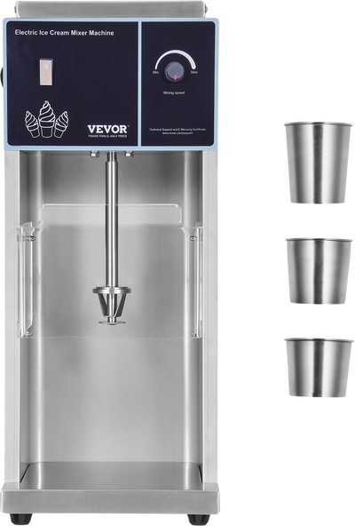 Vevor Ice Cream Blender 400W High Speed 4200 RPM Mixer Stainless Steel with 3 Cup Ring Sizes New