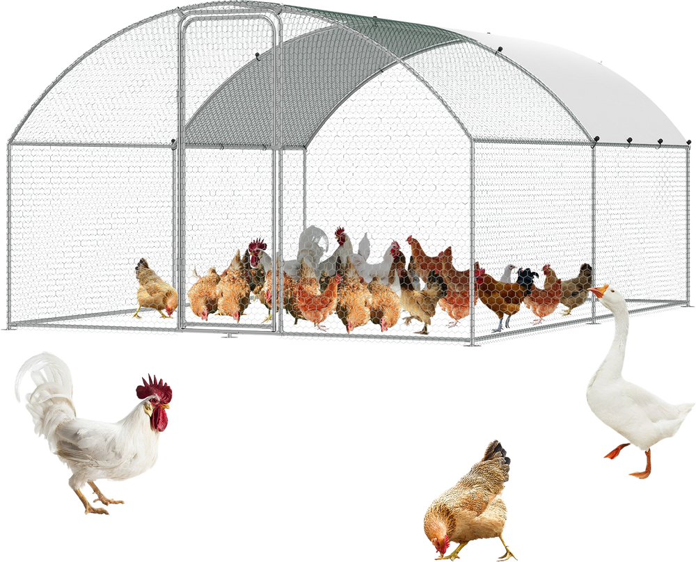 Vevor Large Metal Chicken Coop 9.8' x 19.3' x 6.5' Dome Walk In Run Waterproof Cover New