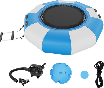 Vevor Inflatable Water Trampoline 6.5' Portable Swim Platform Bouncer with 3-Step Ladder New