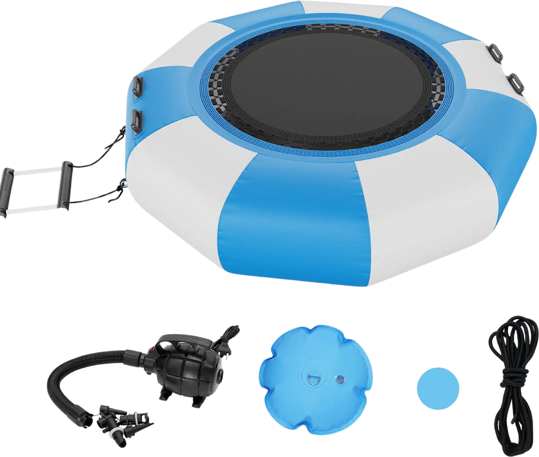 Vevor Inflatable Water Trampoline 6.5' Portable Swim Platform Bouncer with 3-Step Ladder New