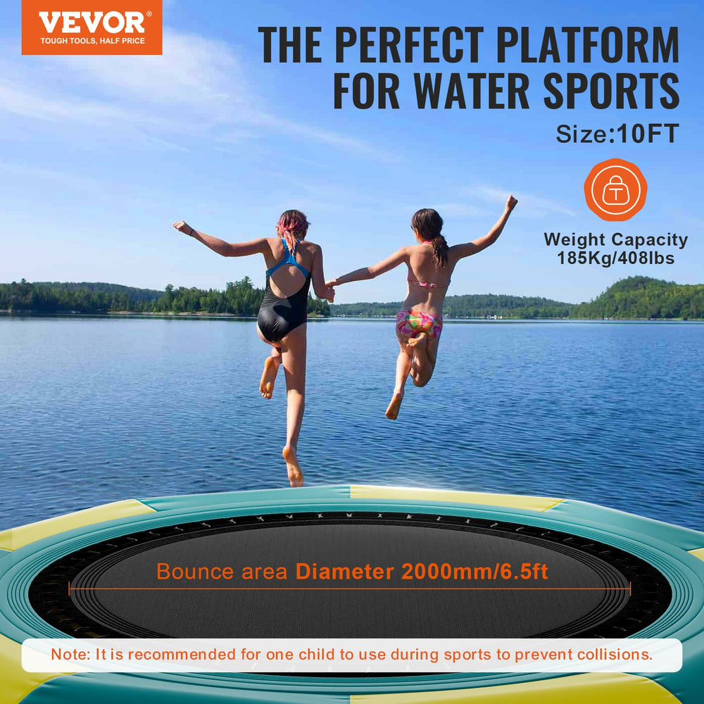 Vevor Inflatable Water Trampoline 10' Portable Swim Platform Bouncer with 3-Step Ladder New