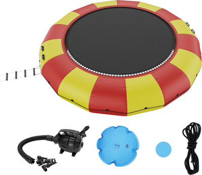 Vevor Inflatable Water Trampoline 17' Portable Swim Platform Bouncer with 5-Step Ladder New
