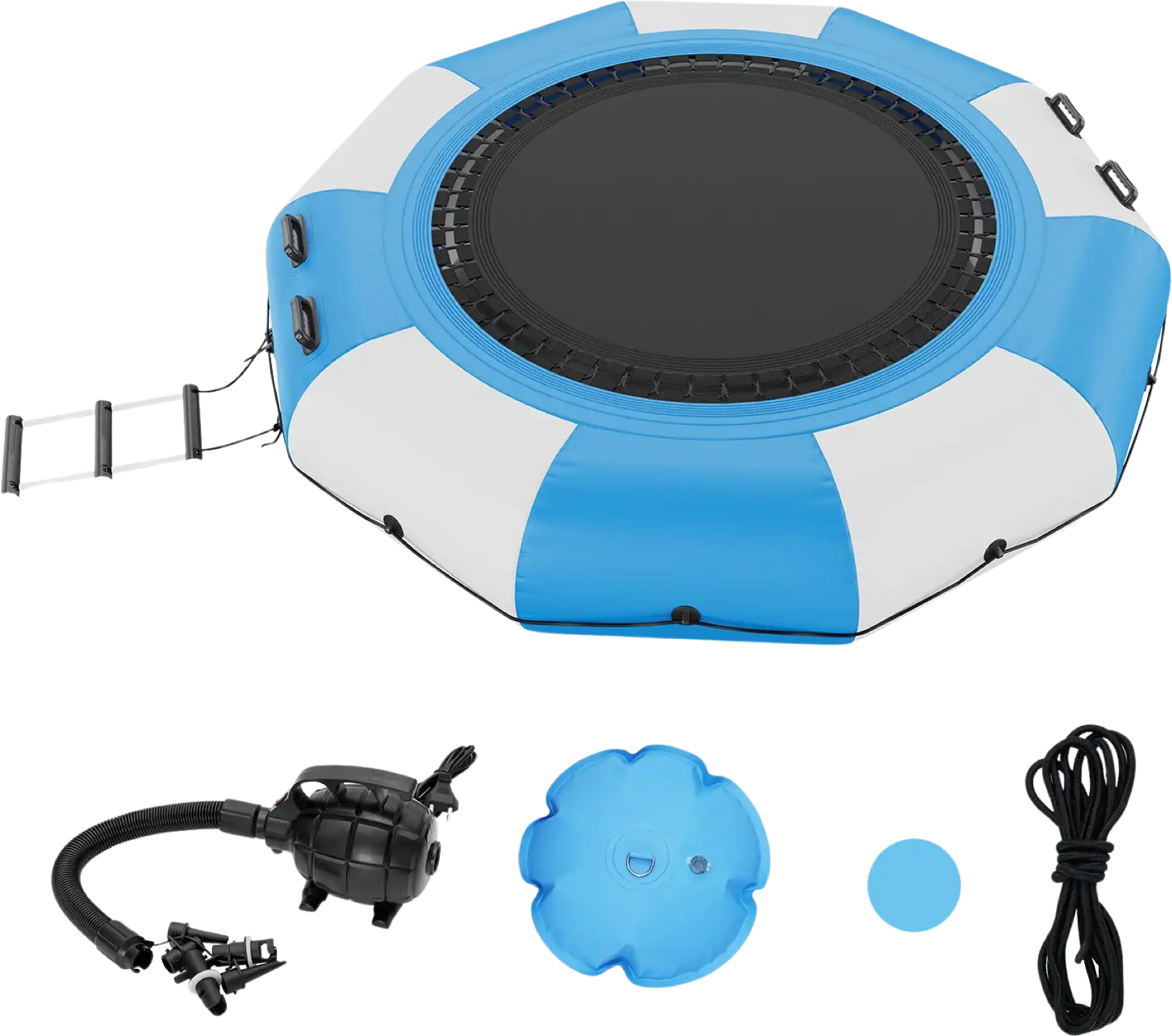 Vevor Inflatable Water Trampoline 10' Portable Swim Platform Bouncer with 3-Step Ladder New