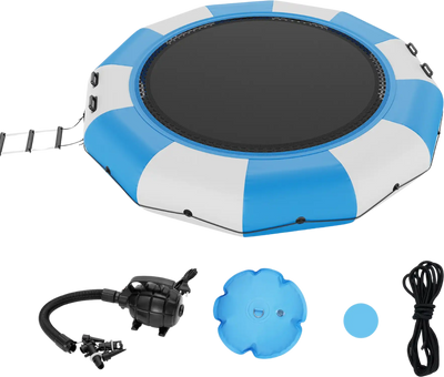 Vevor Inflatable Water Trampoline 13' Portable Swim Platform Bouncer with 3-Step Ladder New