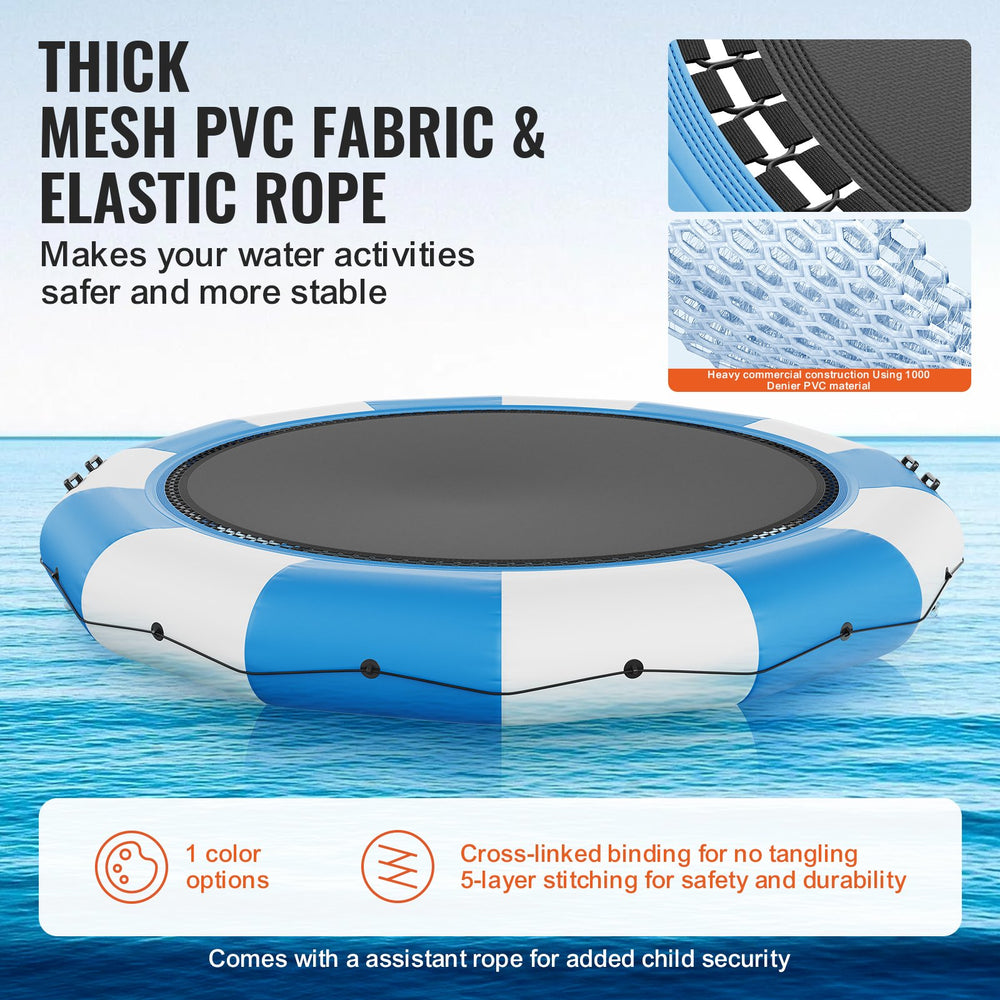 Vevor Inflatable Water Trampoline 15' Portable Swim Platform Bouncer with 3-Step Ladder New