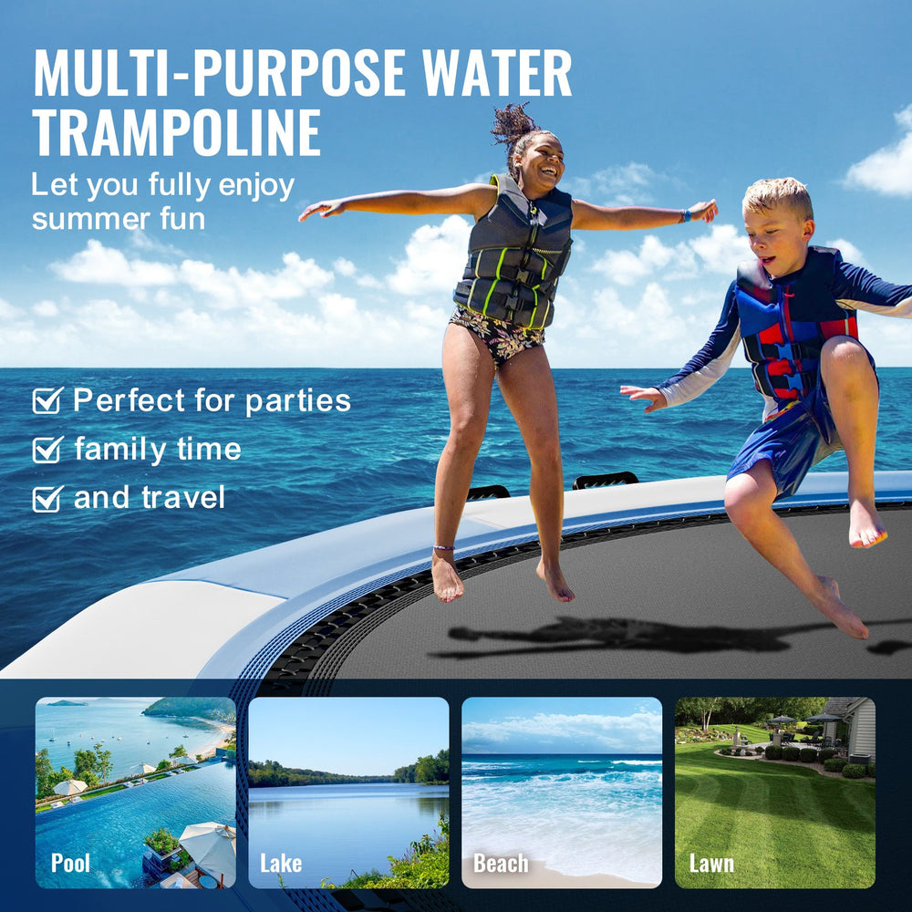 Vevor Inflatable Water Trampoline 15' Portable Swim Platform Bouncer with 3-Step Ladder New