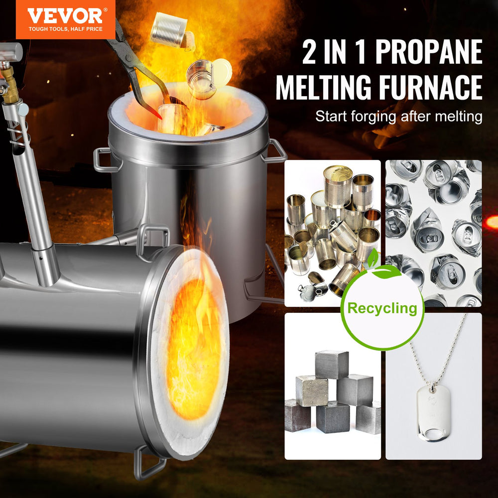 Vevor Smelting Propane Furnace Kit 26 lbs Double Burners 2700°F New