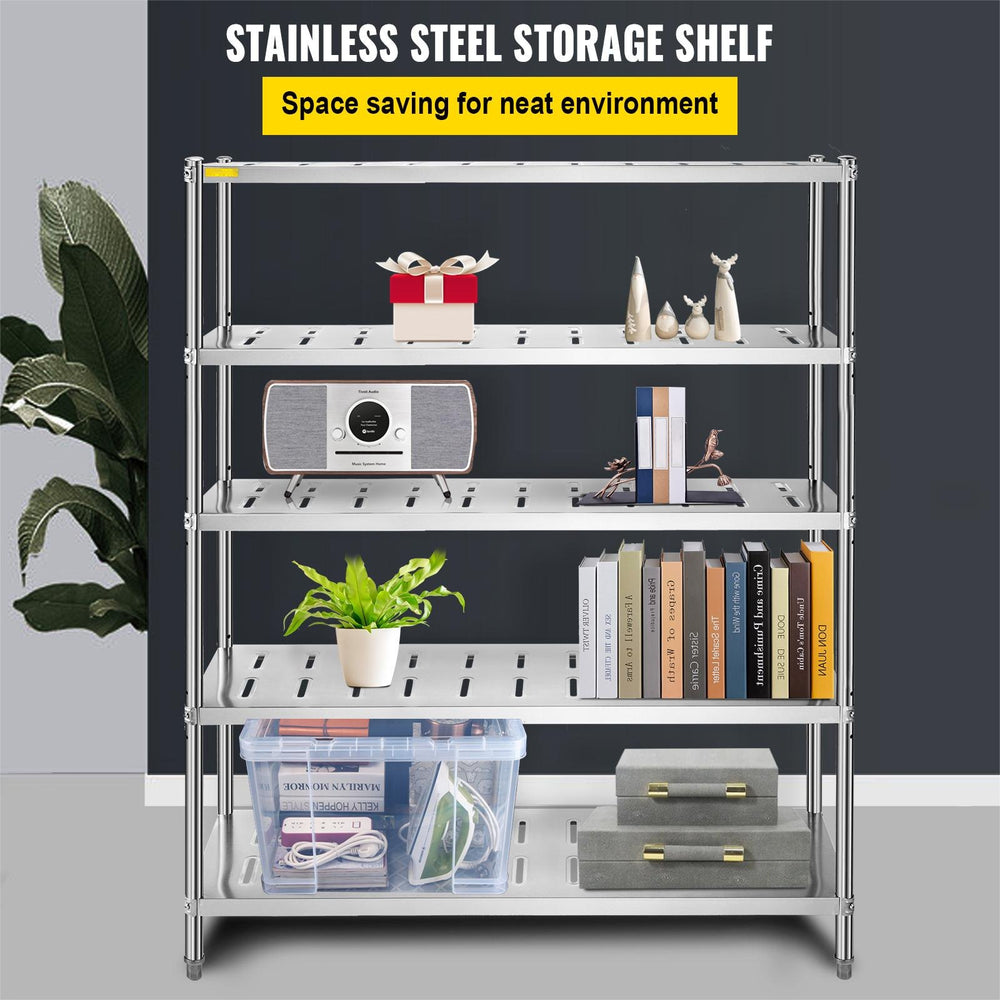 Vevor 5-Tier Storage Shelf 59.1" x 17.7" x 70.9" Stainless Steel 660 Lbs. Capacity with Vent Holes New