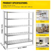 Vevor 5-Tier Storage Shelf 59.1" x 17.7" x 70.9" Stainless Steel 660 Lbs. Capacity with Vent Holes New