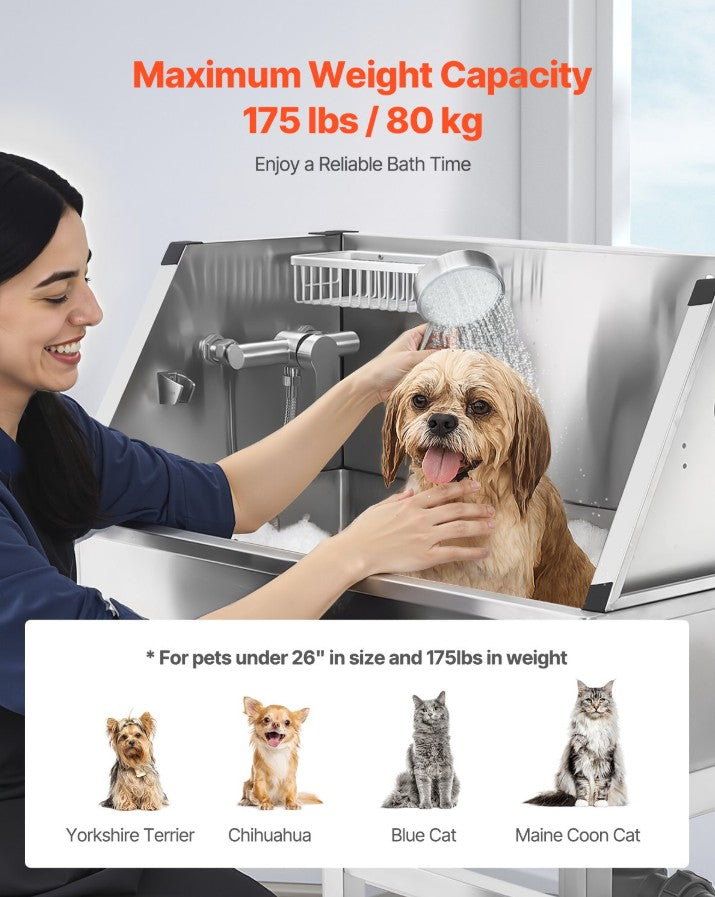 Vevor Dog Grooming Tub 34" Stainless Steel Dual-Control Faucet and Accessories New