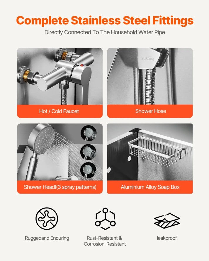 Vevor Dog Grooming Tub 50" Stainless Steel with Anti-Slip Stairs and Dual-Control Faucet New