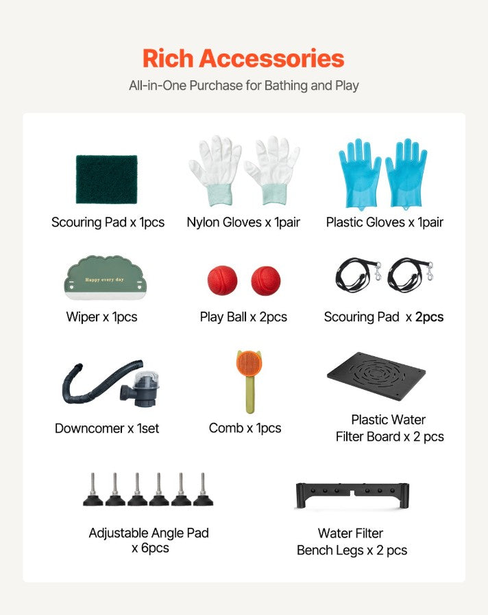 Vevor Dog Grooming Tub 50" Stainless Steel with Anti-Slip Stairs and Dual-Control Faucet New