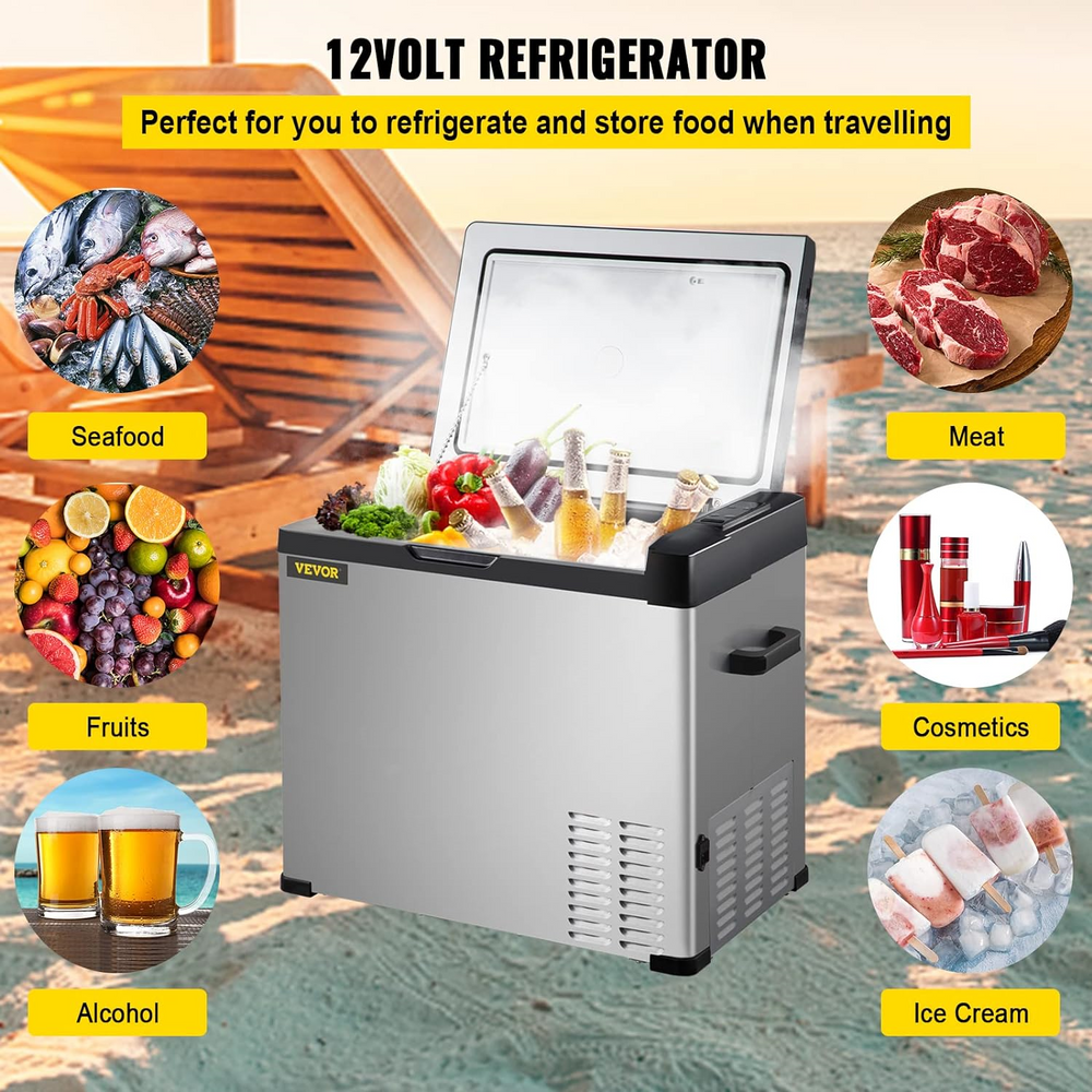 Vevor C40 Portable Compressor Refrigerator 42 Quart 12V/24V DC And 110-220V AC With App Control New