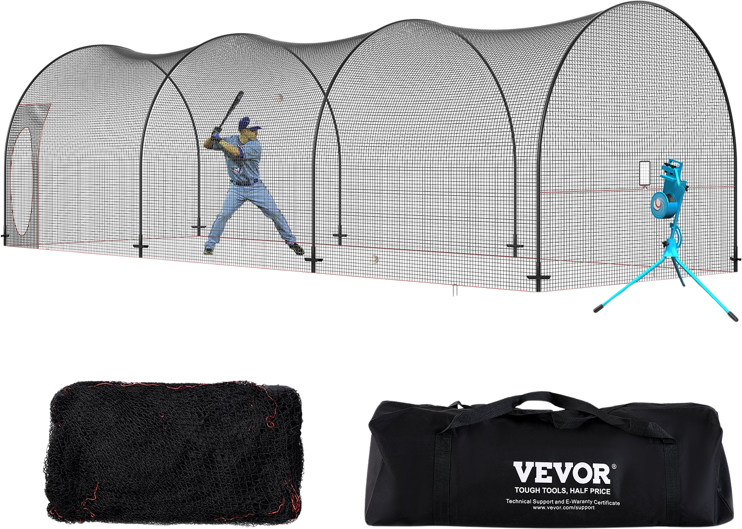 Vevor Baseball Batting Cage 33' Enclosed Pitching Net with Sturdy Frame and Carry Bag New