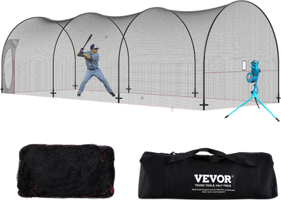 Vevor Baseball Batting Cage 33' Enclosed Pitching Net with Sturdy Frame and Carry Bag New